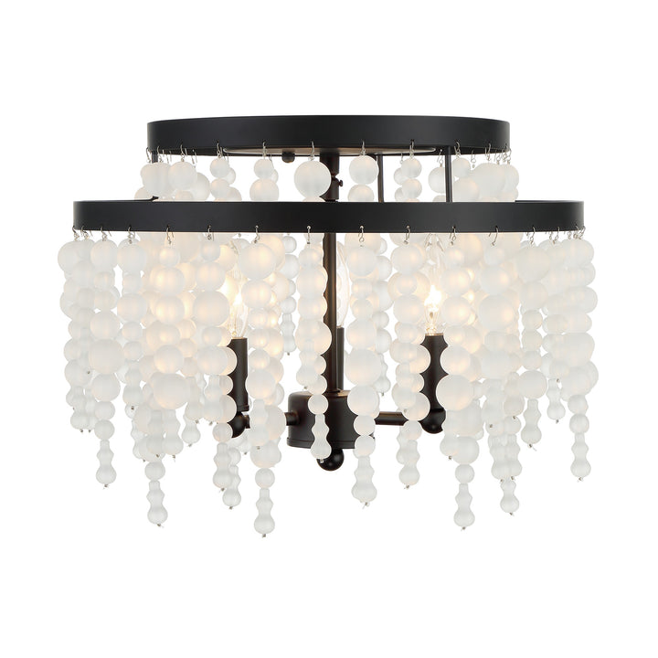 Poppy 3 Light Forged Bronze Semi Flush Mount