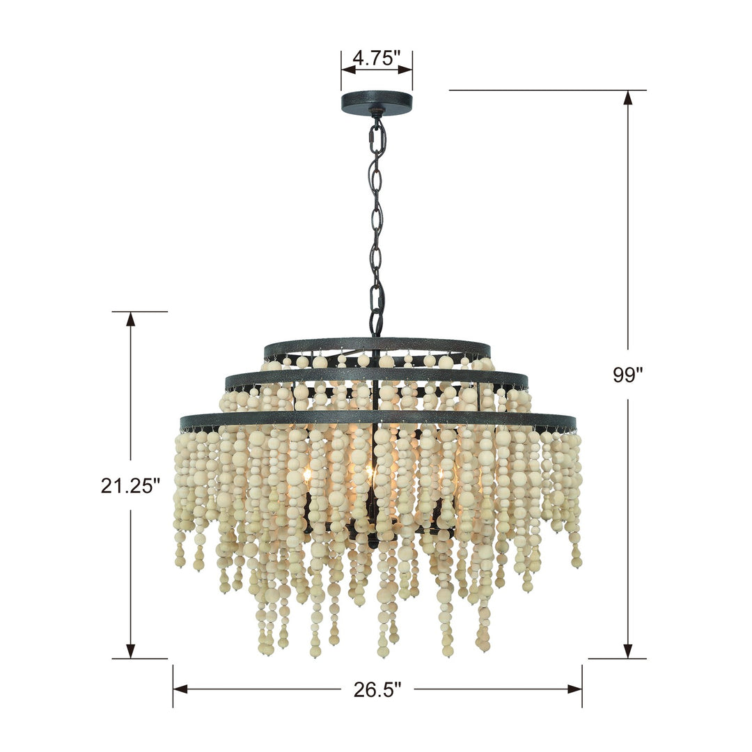 Crystorama Poppy 6 Light Forged Bronze Chandelier