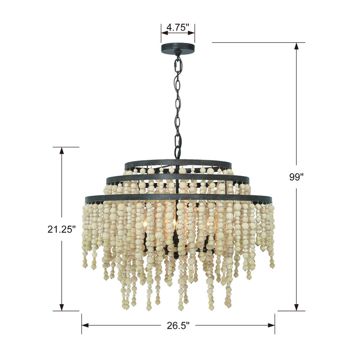 Crystorama Poppy 6 Light Forged Bronze Chandelier