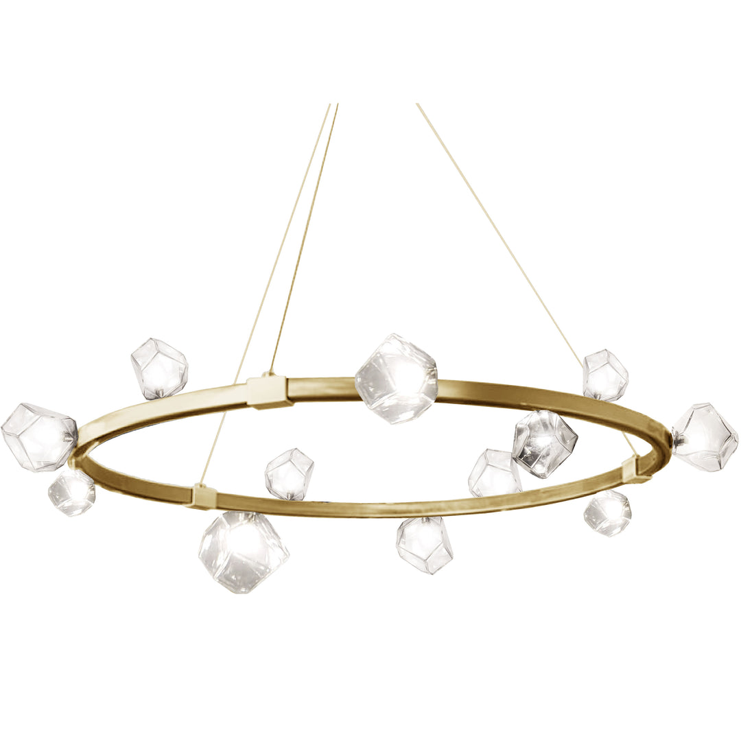 Dainolite 12 Light Halogen Chandelier, Aged Brass w/ Clear Glass