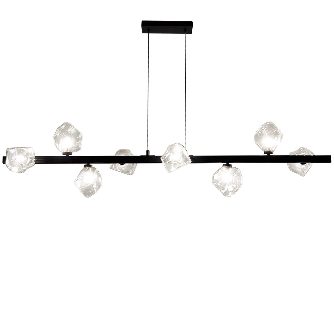 Dainolite 8 Light Halogen Horizontal Pendant, Aged Brass w/ Clear Glass