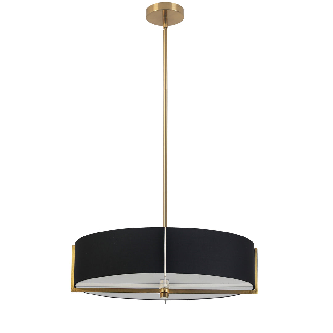 Dainolite 4 Light Incandescent Pendant, Aged Brass with Black Shade