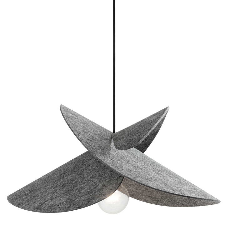 Dainolite 1 Light Incandescent Pendant, Matte Black w/Felt Shade