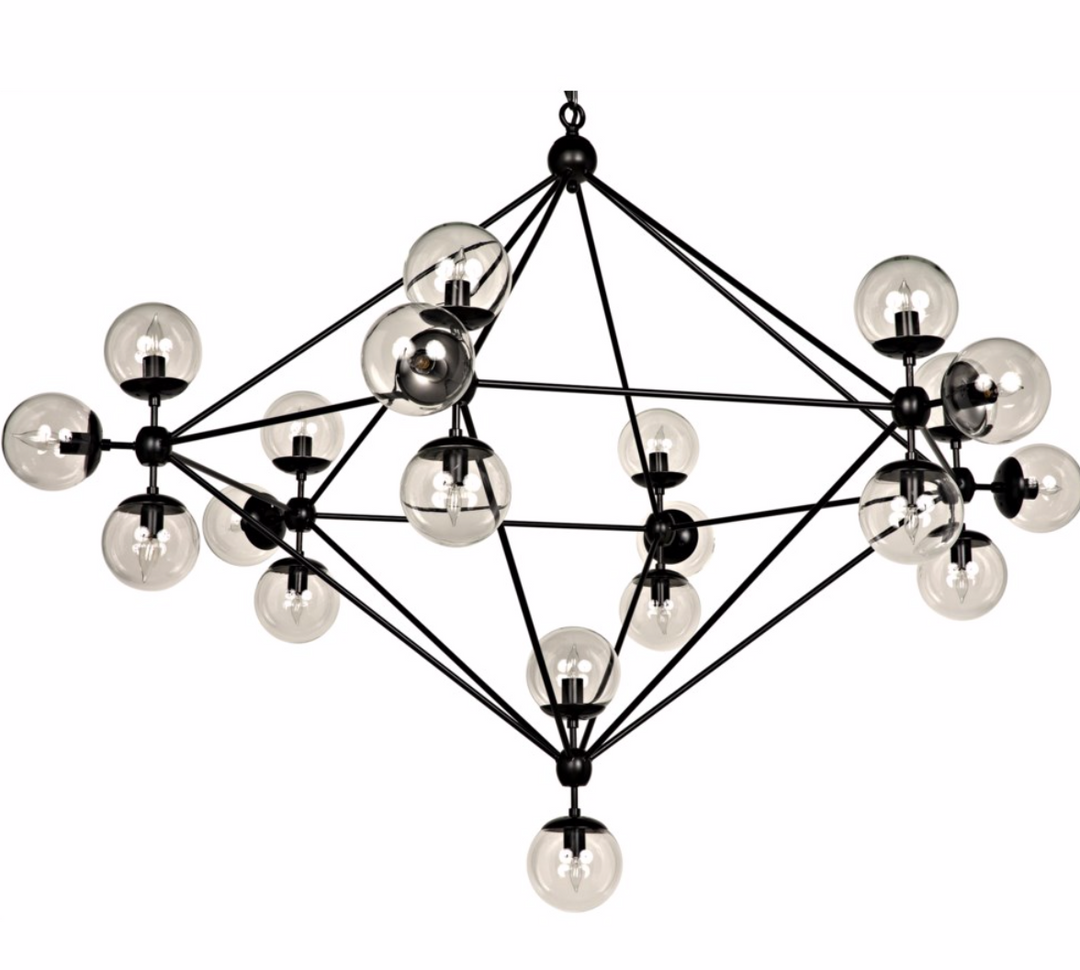 Pluto Chandelier, Black Metal, Large