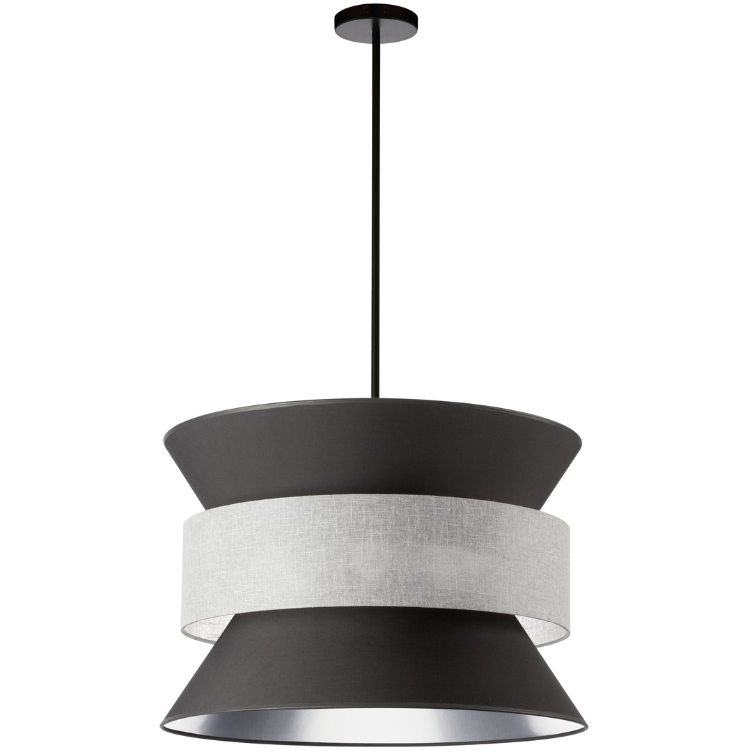 Dainolite 4 Light Incandescent Pendant Matte Black with Black & White Shade