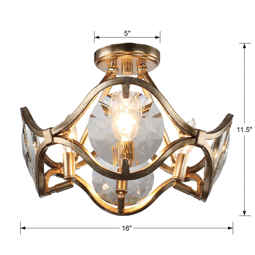 Crystorama Quincy 4 Light Distressed Twilight Semi Flush Mount