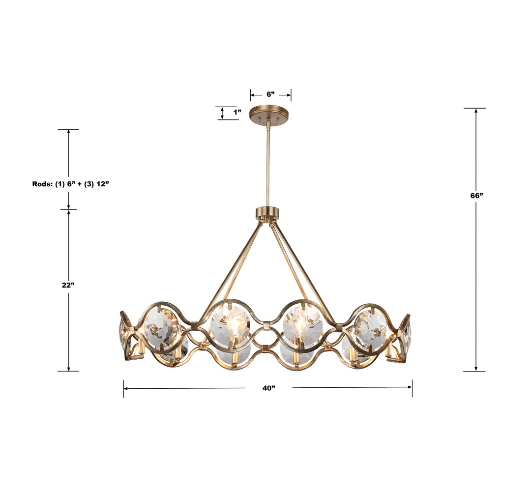 Crystorama Quincy 10 Light Distressed Twilight Chandelier