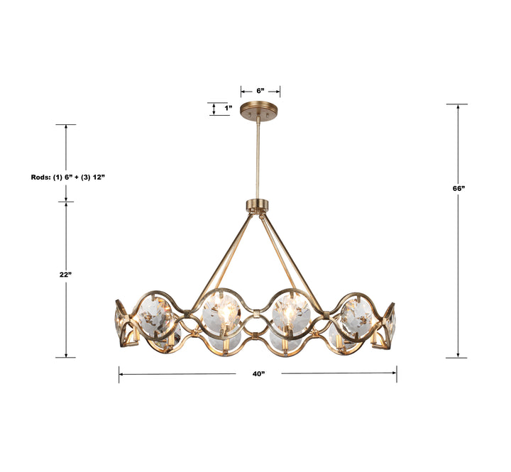 Crystorama Quincy 10 Light Distressed Twilight Chandelier