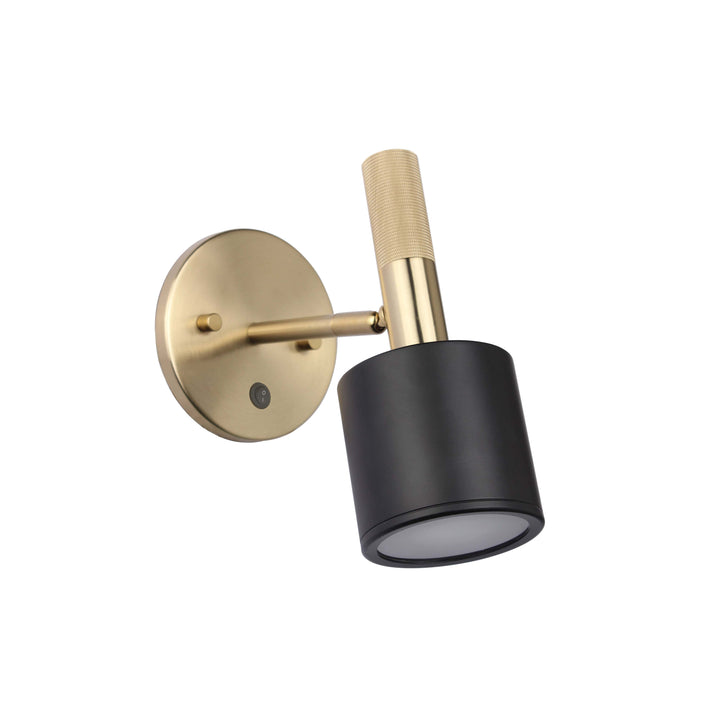 Dainolite 1 Light Halogen Wall Satin Chrome Aged Brass with Frosted Diffuser