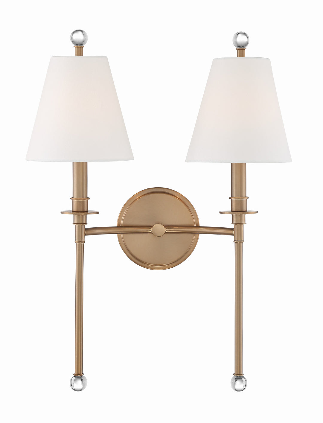 Crystorama Riverdale 2 Light Aged Brass Sconce