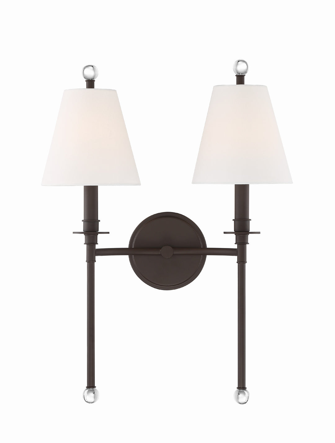 Crystorama Riverdale 2 Light Aged Brass Sconce