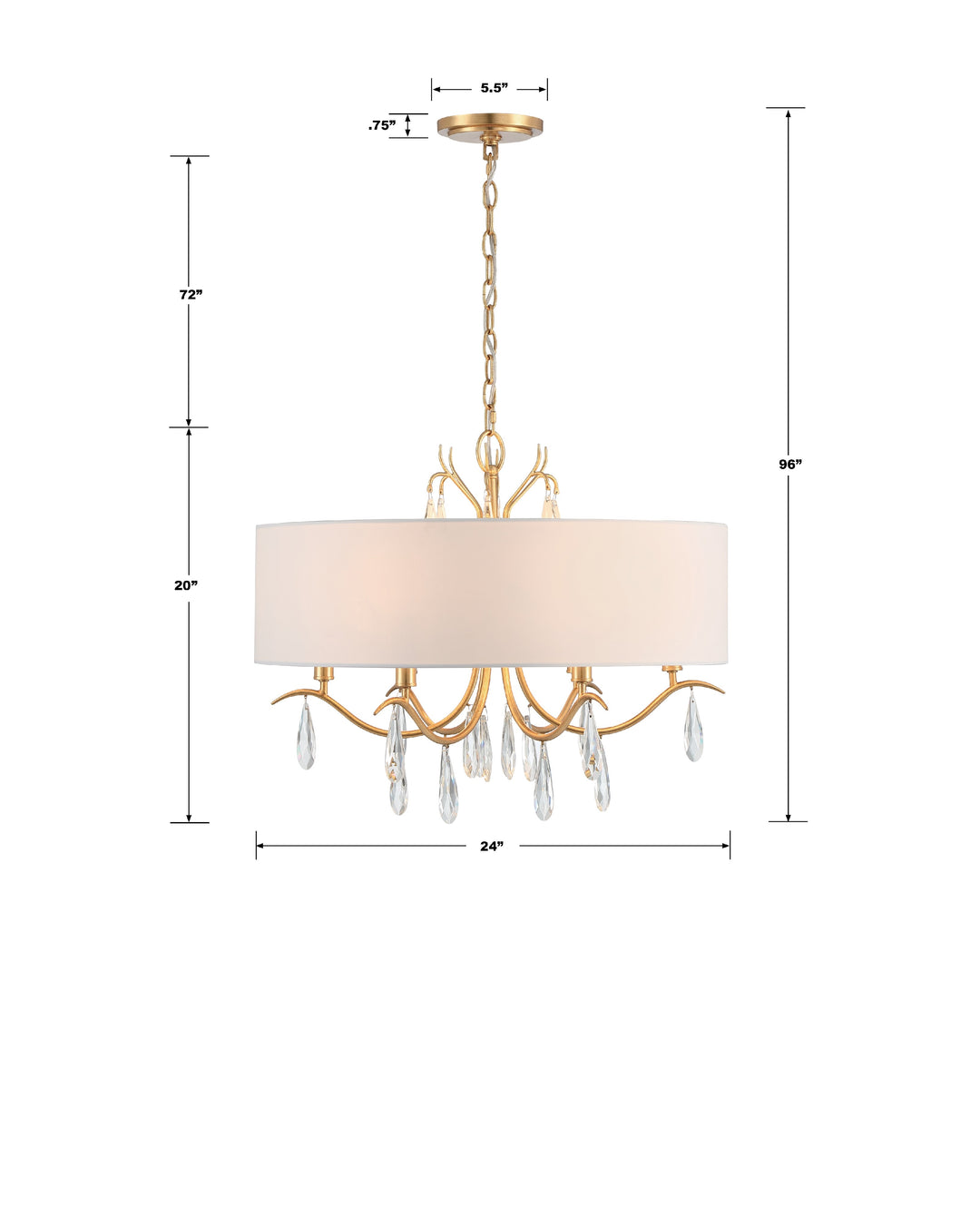 Crystorama Rollins 6 Light Antique Gold Chandelier