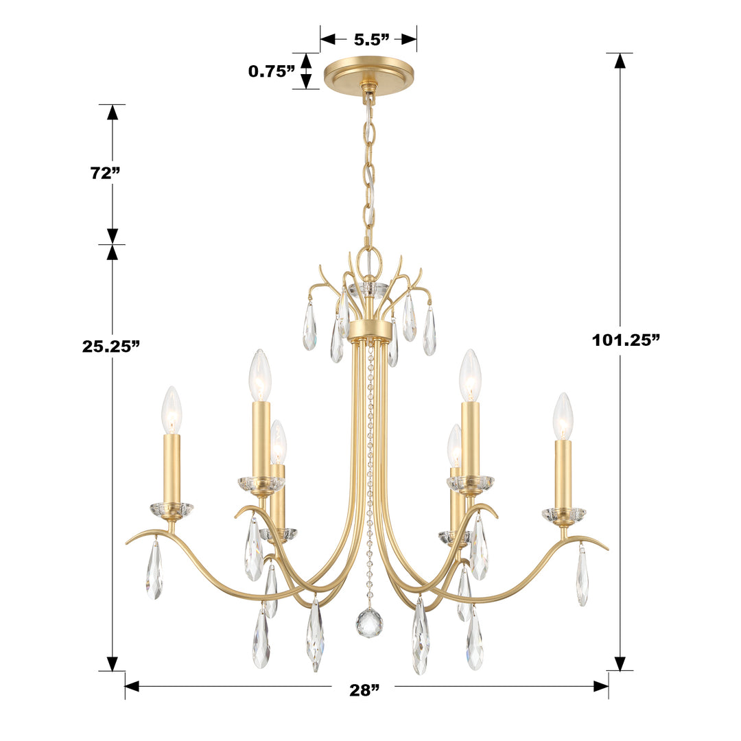 Crystorama Rollins 6 Light Antique Gold Chandelier