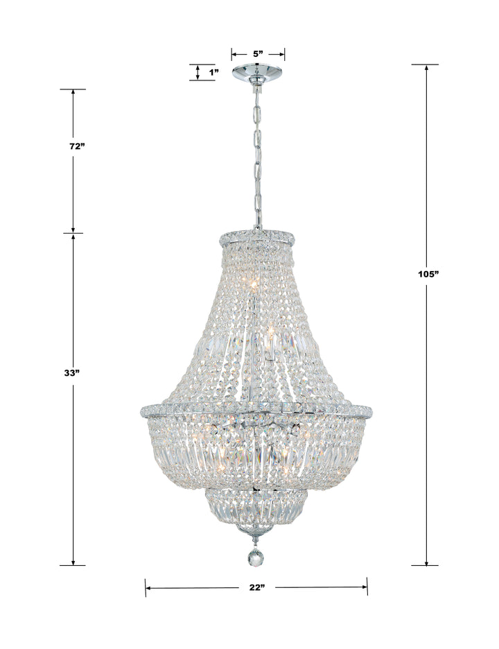 Crystorama Roslyn 9 Light Polished Chrome Chandelier