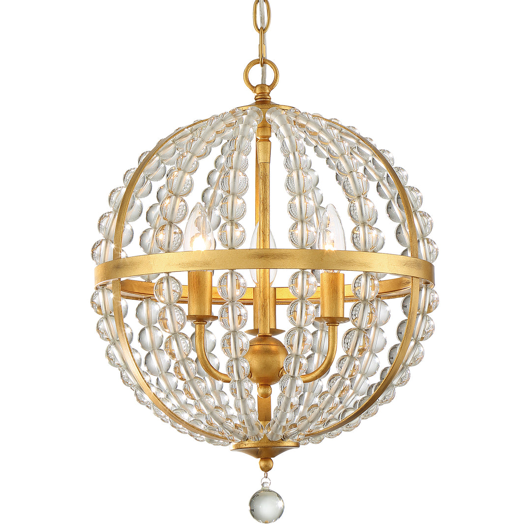 Crystorama Roxy 3 Light Antique Gold Mini Chandelier