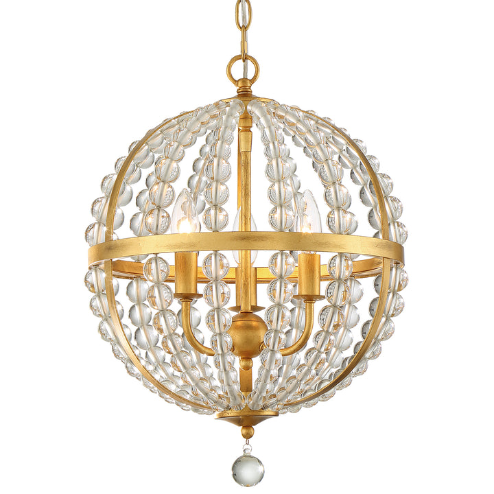 Crystorama Roxy 3 Light Antique Gold Mini Chandelier