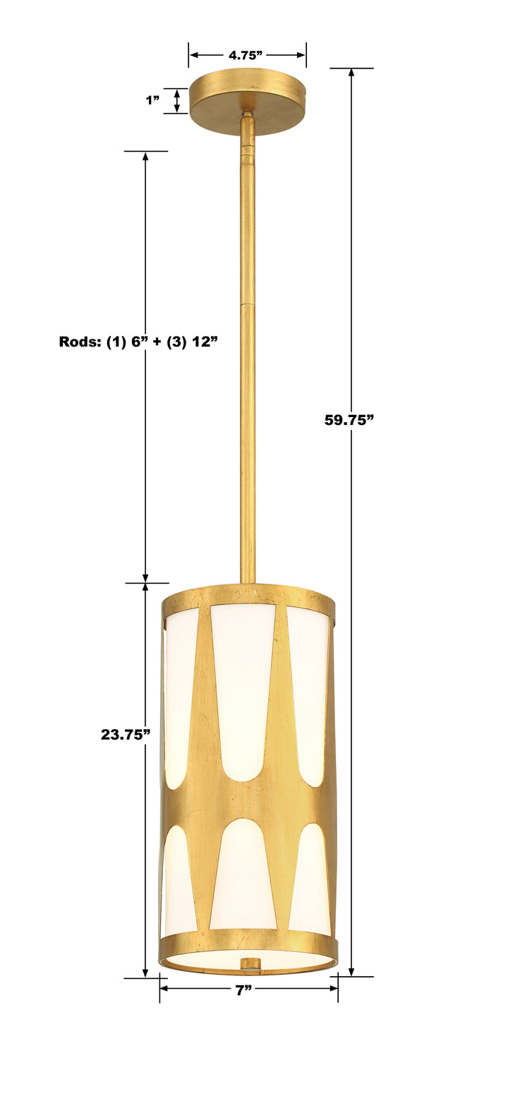 Crystorama Royston 1 Light Antique Gold Mini Pendant