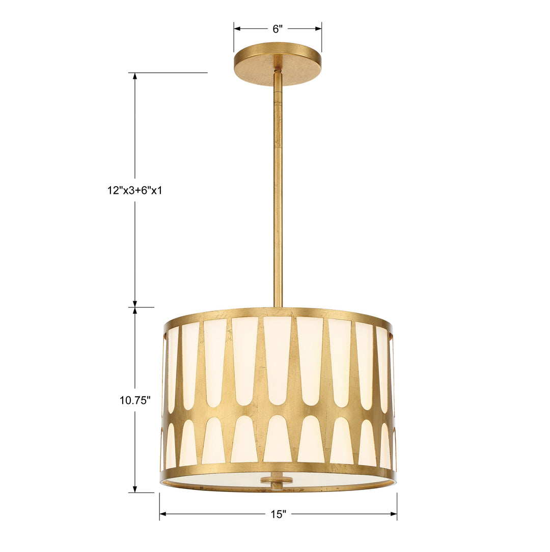 Crystorama Royston 3 Light Antique Gold Mini Chandelier