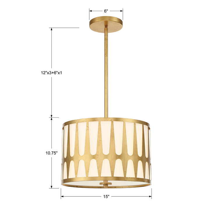 Crystorama Royston 3 Light Antique Gold Mini Chandelier