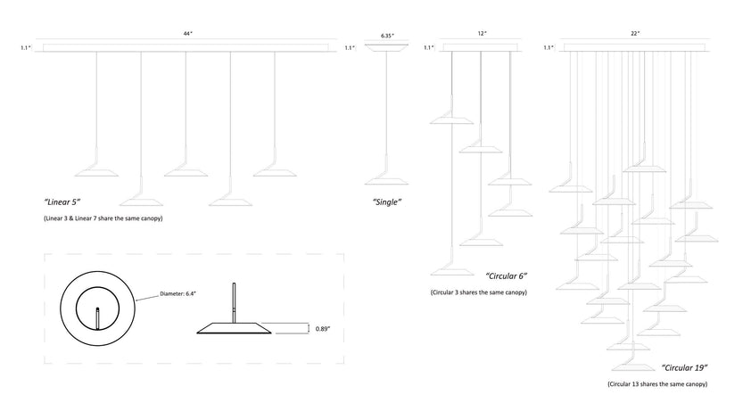 Royyo Pendant Linear, 3 Pendants