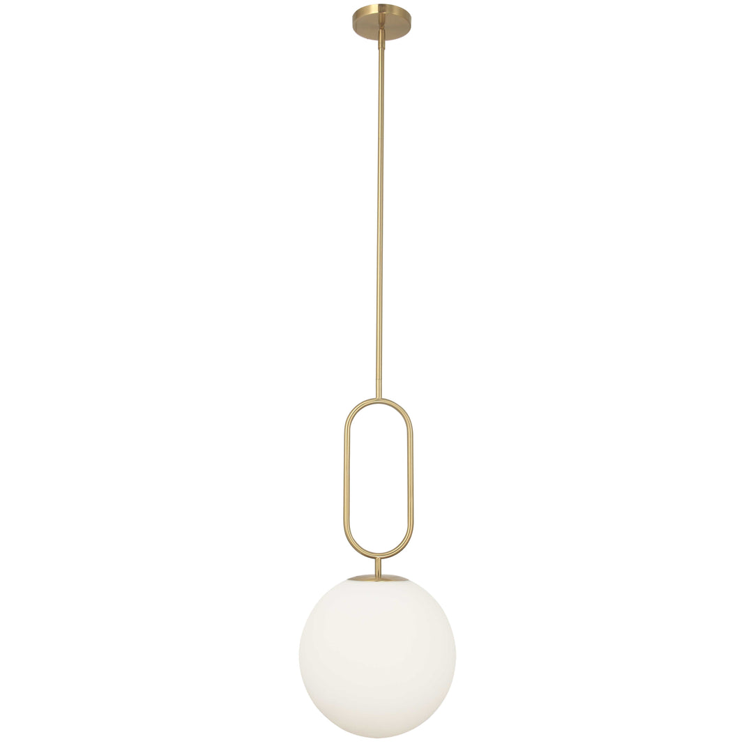 Dainolite 1 Light Incandescent Pendant Aged Brass with Opal Glass