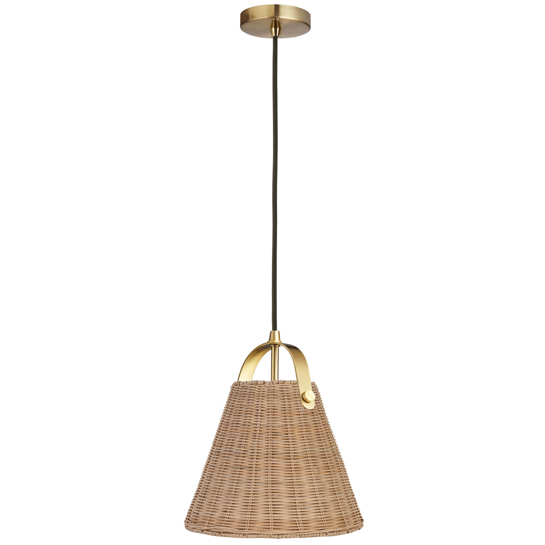 Dainolite 1 Light Incandescent Pendant Aged Brass with Wicker Shade