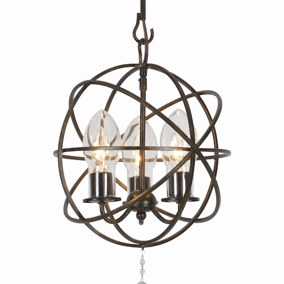 Crystorama Solaris 3 Light English Bronze Sphere Outdoor Pendant