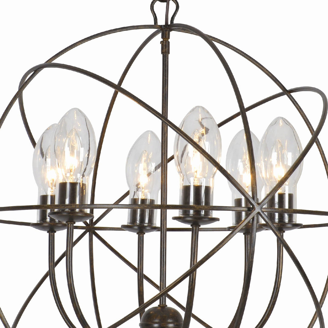 Crystorama Solaris 6 Light English Bronze Sphere Outdoor Pendant