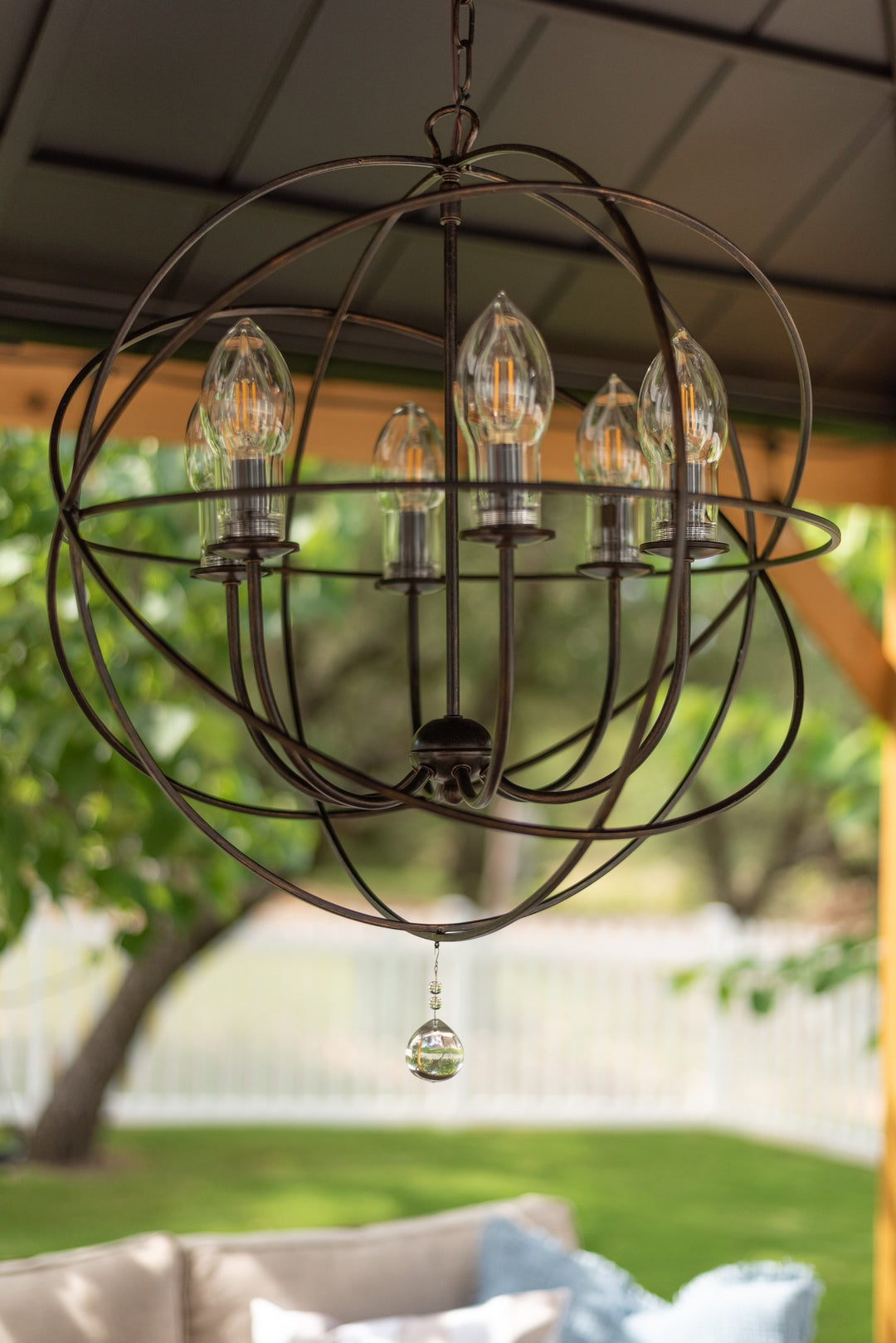 Crystorama Solaris 6 Light English Bronze Sphere Outdoor Pendant