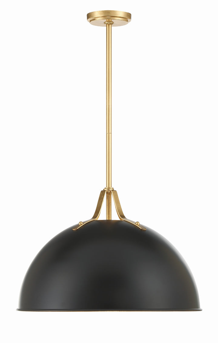 Crystorama Soto 1 Light Matte Black + Antique Gold Chandelier