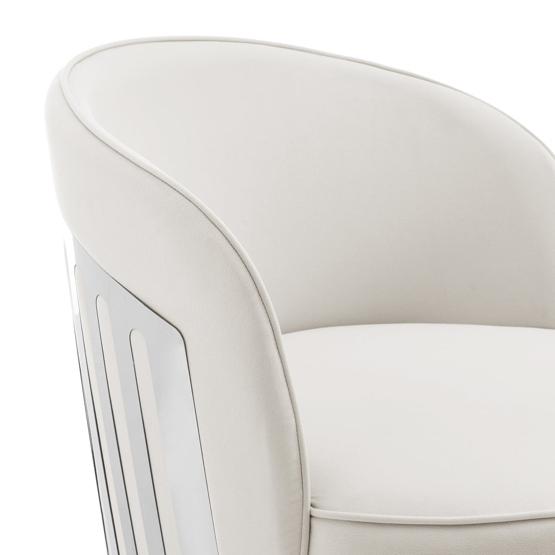 Luxe Elegance Swivel Accent Chair with Chrome Back Detail