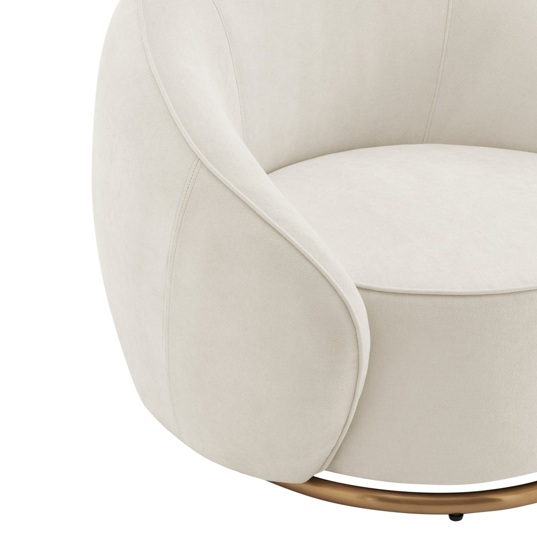 Ivory Swing Luxury Swivel Accent Chair // Ivory and Brushed Gold