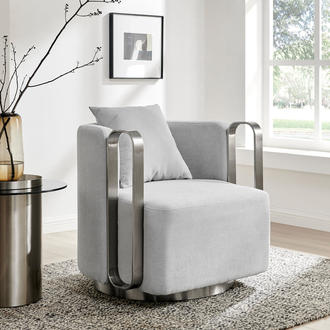 The Marvel Contemporary Accent Chair // Gray and Brushed Nickel