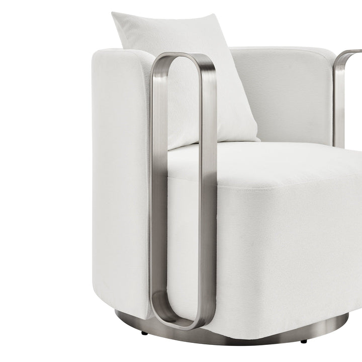 The Marvel Contemporary Swivel Accent Chair // White and Brushed Nickel