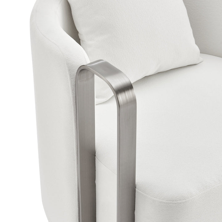 The Marvel Contemporary Swivel Accent Chair // White and Brushed Nickel