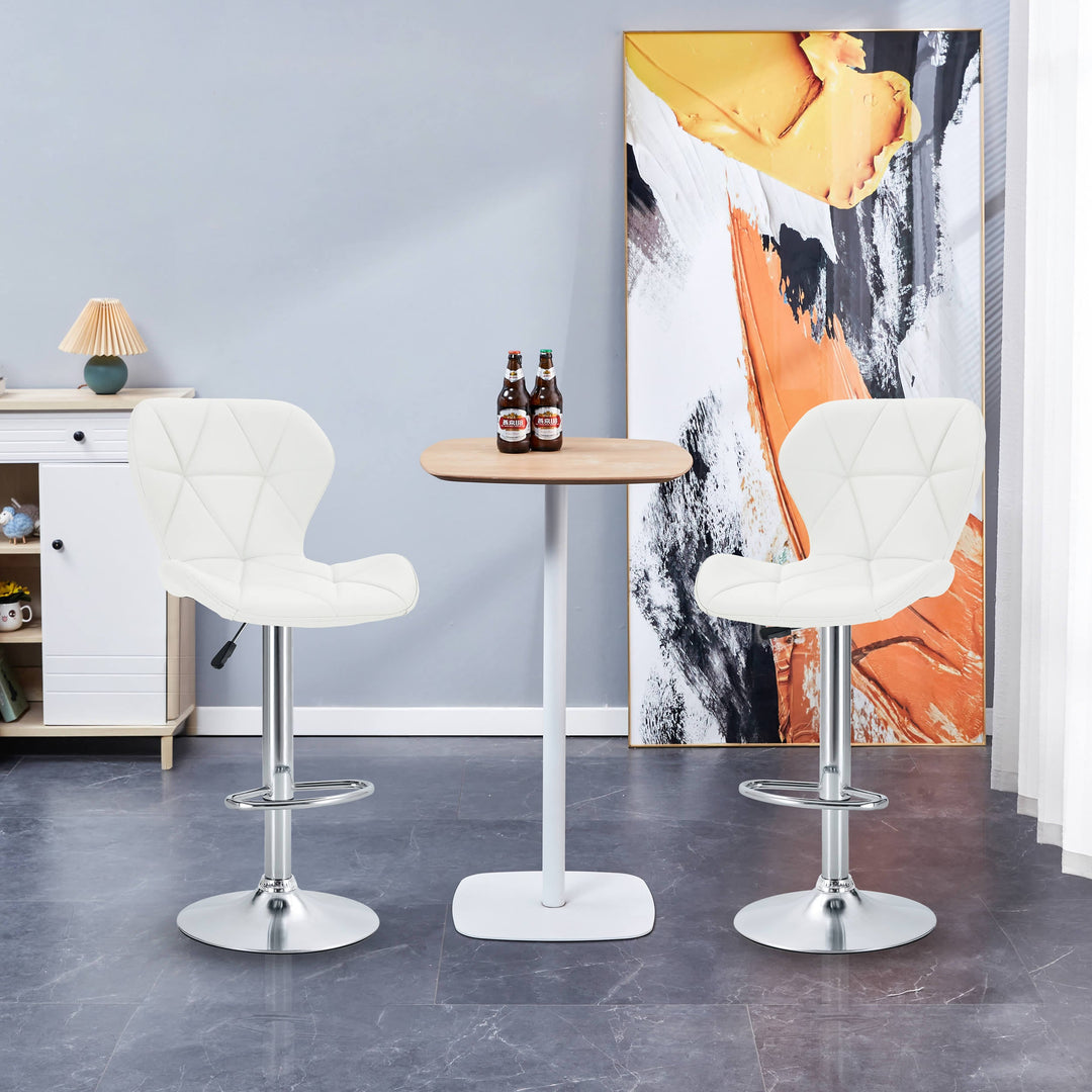 Luxe Swivel Elegance - Set of Two Stools // White