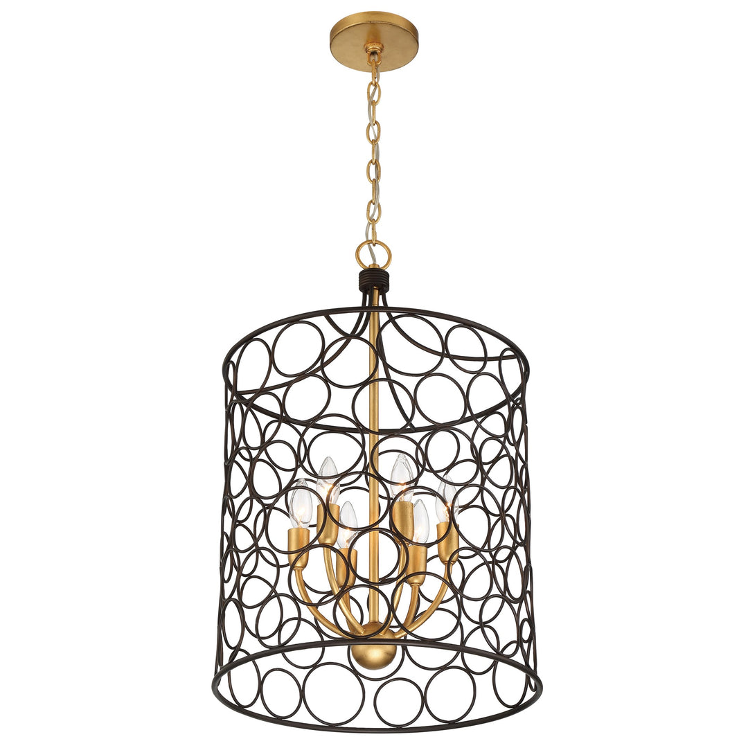 Crystorama Stemmons 6 Light Bronze + Antique Gold Mini Chandelier