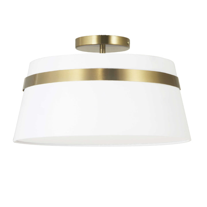 Dainolite 3 Light Incandescent Aged Brass Semi-Flush Mount w/ White Shade