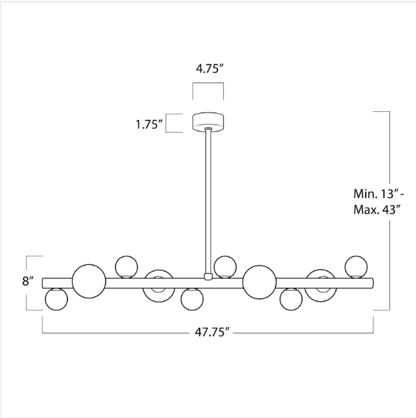 Styx Chandelier - Natural Brass