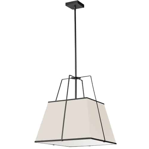 Dainolite 1 Light Black Pendant Cream Shade w/ White Fabric Diffuser