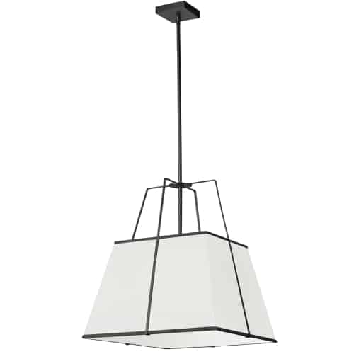 Dainolite 1 Light Black Pendant Cream Shade w/ White Fabric Diffuser