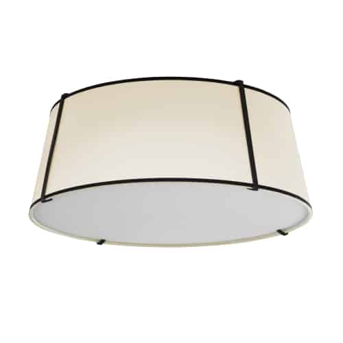 Dainolite 4 Light Trapezoid Flush Mount Gold & Black Shade w/White Fabric Diffuser