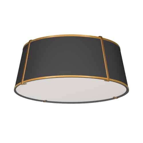 Dainolite 4 Light Trapezoid Flush Mount Gold & Black Shade w/White Fabric Diffuser