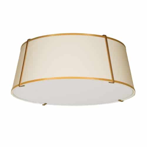 Dainolite 4 Light Trapezoid Flush Mount Gold & Black Shade w/White Fabric Diffuser