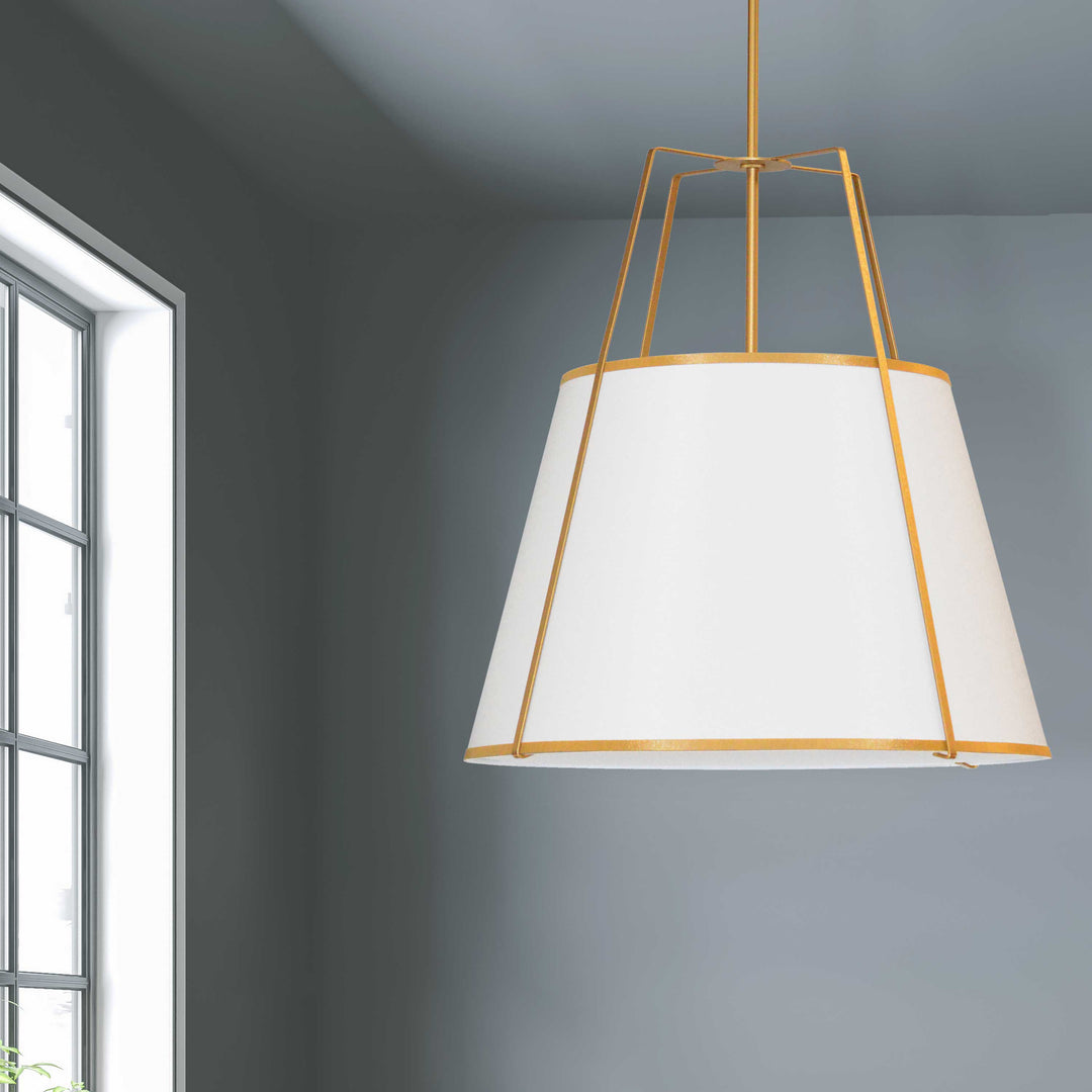 Dainolite 4 Light Trapezoid Pendant Cream Shade w/ White Fabric Diffuser