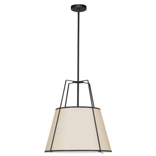 Dainolite 3 Light Trapezoid Pendant Gold/Black Shade w/ White Fabric Diffuser