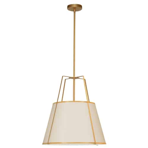 Dainolite 3 Light Trapezoid Pendant Gold/Black Shade w/ White Fabric Diffuser