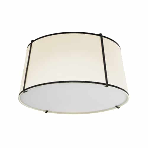 Dainolite 3 Light Trapezoid Flush Mount Black Shade w/ White Fabric Diffuser