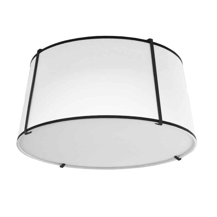 Dainolite 3 Light Trapezoid Flush Mount Black Shade w/ White Fabric Diffuser