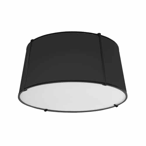 Dainolite 3 Light Trapezoid Flush Mount Black Shade w/ White Fabric Diffuser